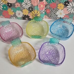 Glass Pineapple Shaped Nut/Candy/Relish Bowls, set of 5.